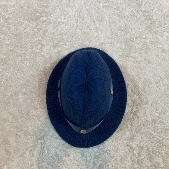 Vintage woven blue womens ribbon and button fedora - Picture 5 of 16